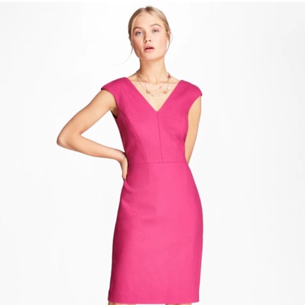 Brooks Brothers Pink Stretch Wool Sheath Dress …